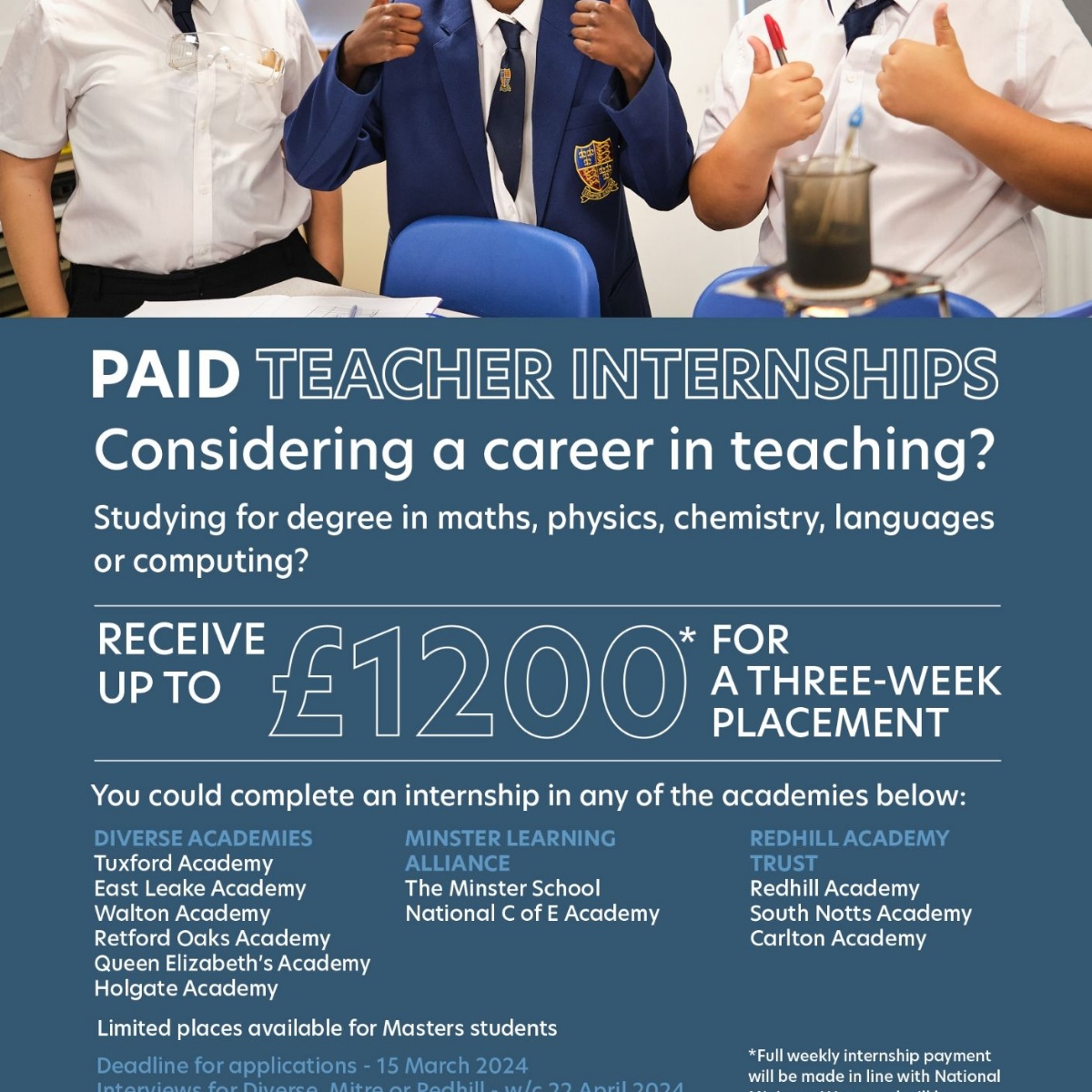 South Nottinghamshire Academy Paid Teacher Internships